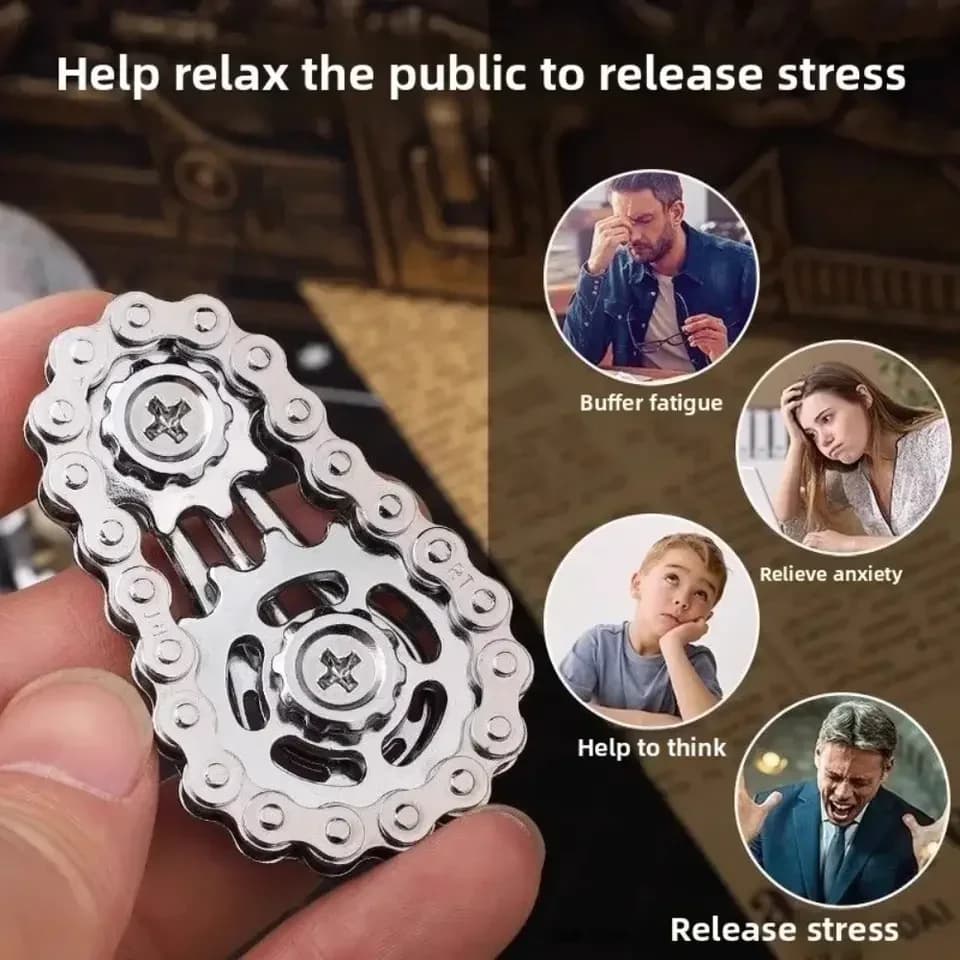 Dente a catena Volano meccanico Fidget Spinner Antistress Ansia Catene per bici in metallo Spinner Giocattoli EDC per bambini Giocattolo a mano per adulti