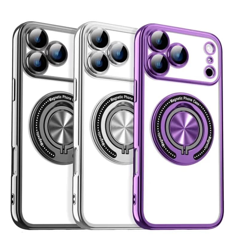 360° Rotation Kickstand Magnetic Stand Phone Case For iPhone 18 17 16 15 14 13 Pro Max Lens Protection Cover