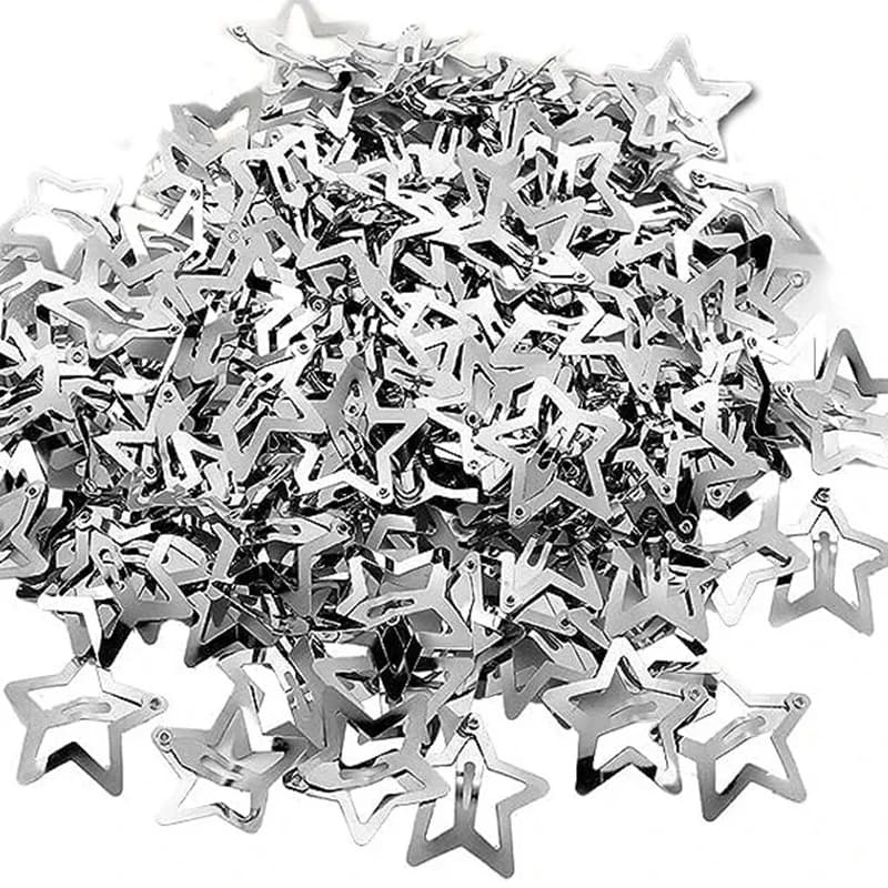 10/25/50/100/200pcs Y2K Silver Star Hair clips for girls Metal snap clips Hair Grip Jewelry Hair Accessories