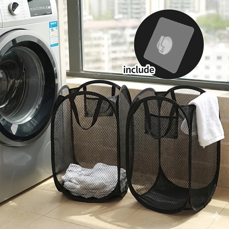 Foldable Mesh Storage Sack Space Saving Camping Sleeping Bag Organizer Portable Collapsible Mesh Laundry Hamper For Dorm Home Tr