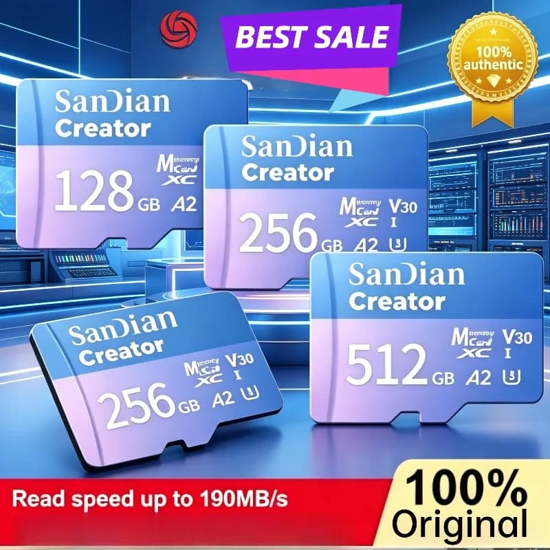 SanDian Creator micro TF SD XC Speed Up To 190MB/S U3 V30 A2 130MB/S Write speed Memory Card 4K Video 128GB 256GB 512GB 1TB