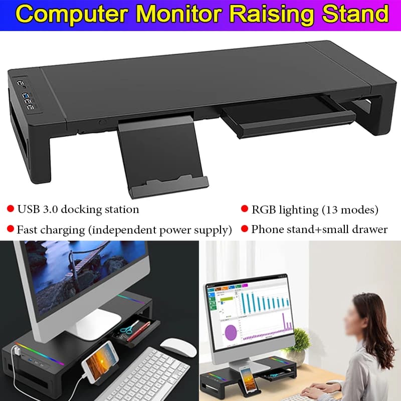 Support for monitors with USB 3.0 Support for multifunctional folding computer height adjustable desktop laptop desk shelf