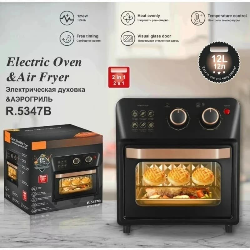 Nuovo Forno Elettrico e Friggitrice ad Aria 2 in 1 da 14L per Famiglie, con Timer Visibile e Funzioni di Arrosto e Disidratazione, per una Cucina Sana
