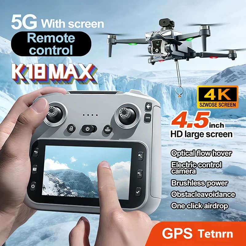 NEW Drone K18 Max 8K with Professional Camera RCDrone 360 ° Drone with Avoiding Laser Obstacles, GPS 5G, Brushless Motor and Remote Control with Screen