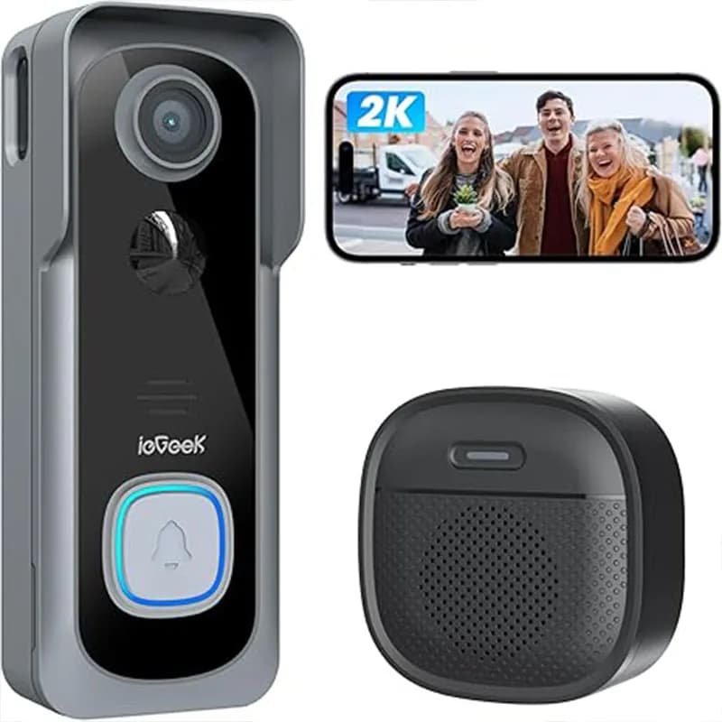 ieGeek 2K Campanello con telecamera wireless - Campanello video con suoneria, campanello WiFi intelligente Rilevazione movimento AI e PIR