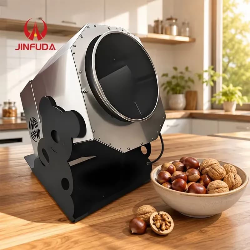 220V Electric Peanut Roaster Machine Small Household Cashew Soybean Sesame Coffee Bean Dryer Nut Baking Equipment for Home