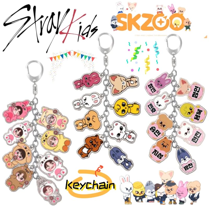SKZOO Stray Kids Jiniret PuppyM Quokka Ciondolo per Zaino Bidimensionale Portachiavi in Acrilico Trasparente Bifacciale Regalo Ingrosso