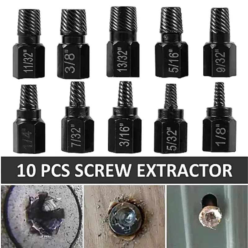 Broken Head Bolt Nut Extractor Broken Head Socket Head Bolt Removal Tool 10pcs Alloy Steel Lossy Screw Extractor Kit