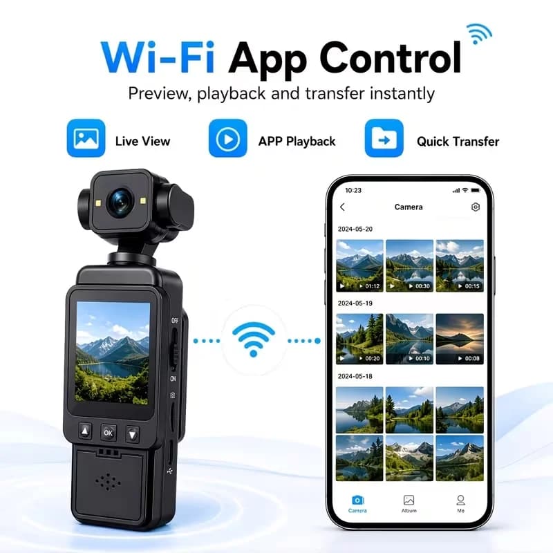 4-in-1 Lightweight Action Camera | 1080P, 360° Rotatable Lens, Stabilization for Vlog & Cycling