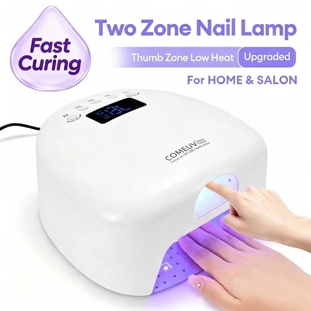 Professional UV LED Nail Lamp Dual Zone Gel Nail Dryer 365+405nm Gel Polish Curing Lamp Low Heat Gel Polish Dryer for Home Salon