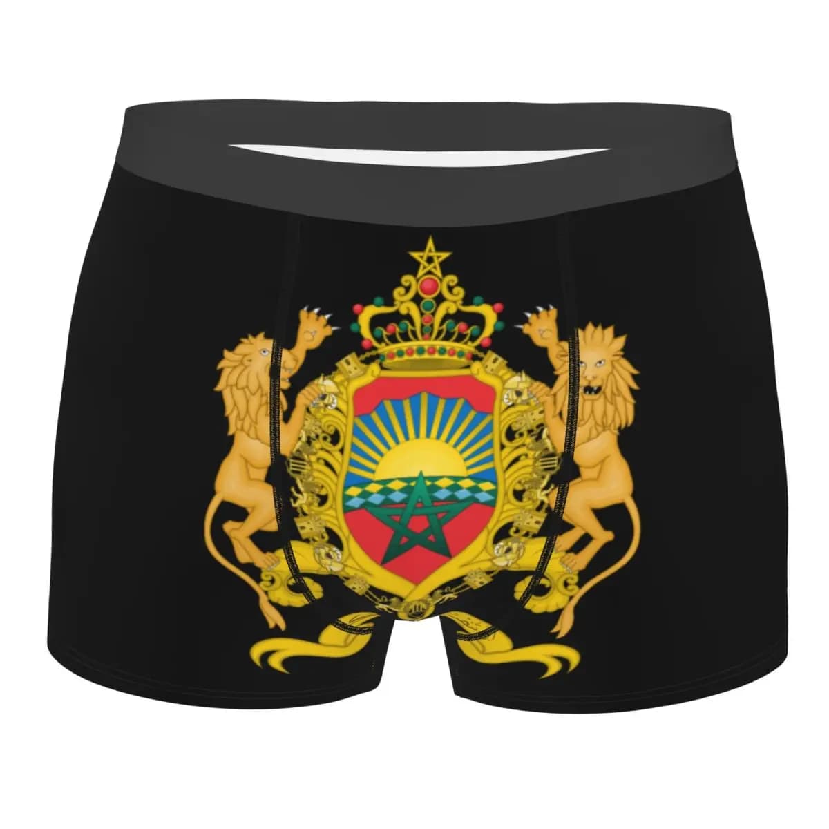 Boxer da uomo sexy con bandiera del Marocco e stemma, pantaloncini elasticizzati da uomo