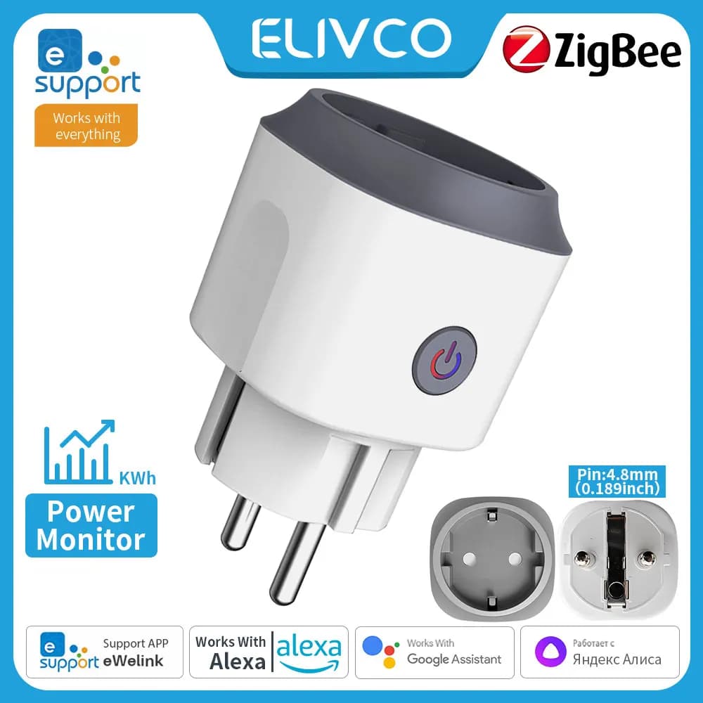 Presa intelligente eWeLink Zigbee 16A EU con monitoraggio della potenza e controllo vocale, compatibile con Alexa, Google Home e Yandex