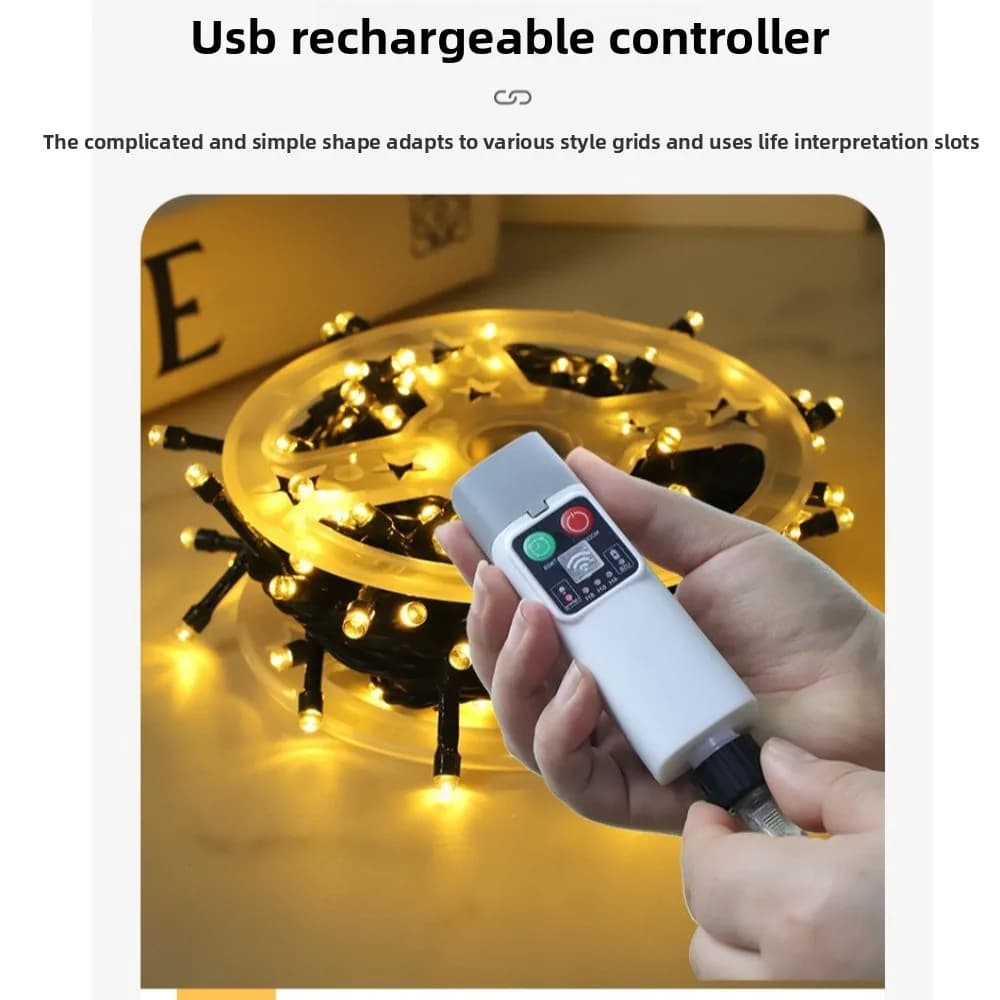 Stringa di luci natalizie da 10 metri 100LED timer di ricarica USB telecomando luce a stringa LED multicolore impermeabile