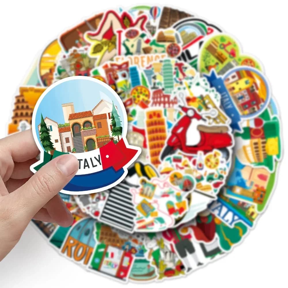 10/50 pezzi Italia turistico punto di riferimento edifici adesivi pacchetto tema di viaggio decalcomania per scrapbook notebook telefono portatile decorazione artigianale fai da te