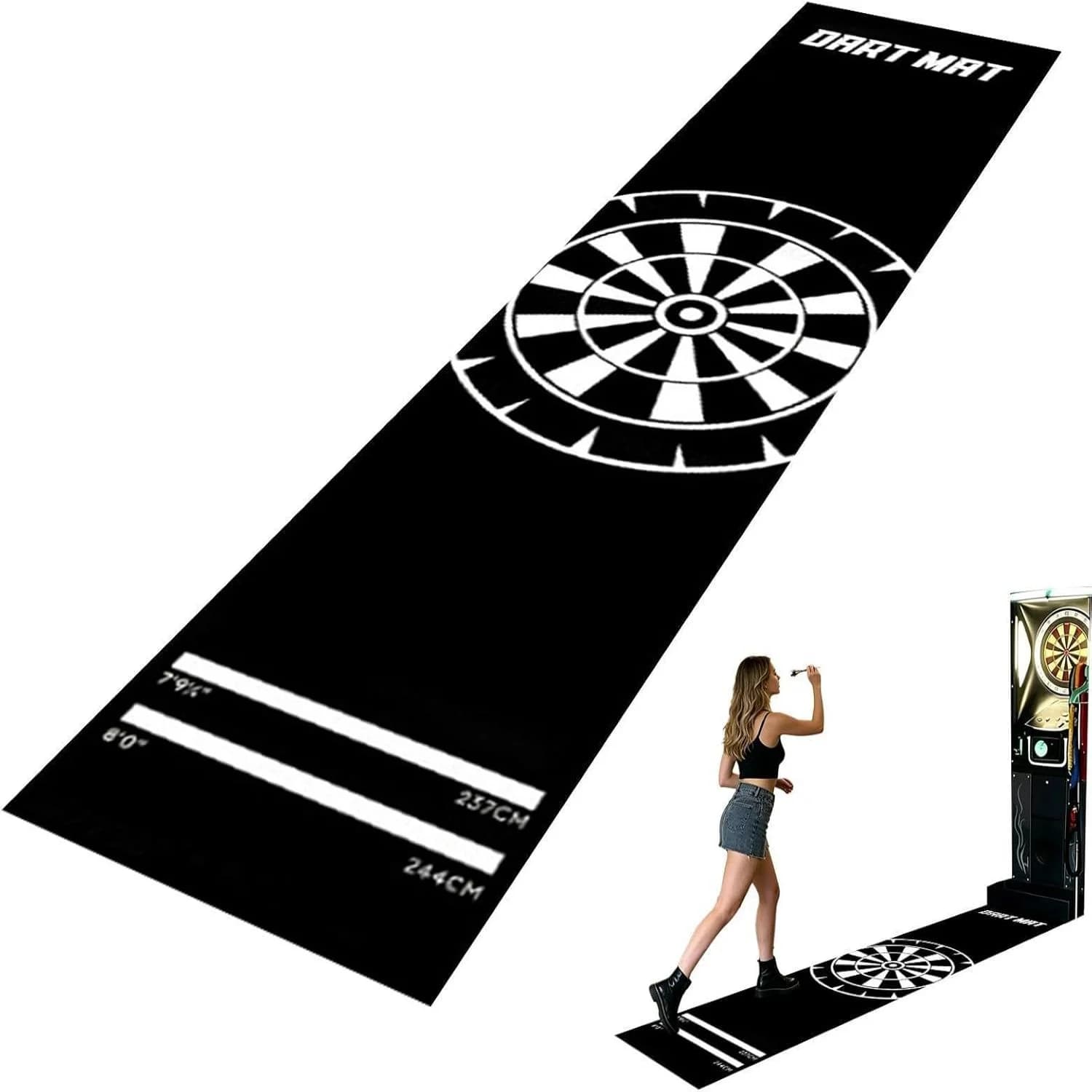 Tappetino VIKAMA Standard per Freccette con Distanze Marcate, Antiscivolo, Durevole, Lavabile, Tappeto per Sala Giochi, Decorazione per la Casa