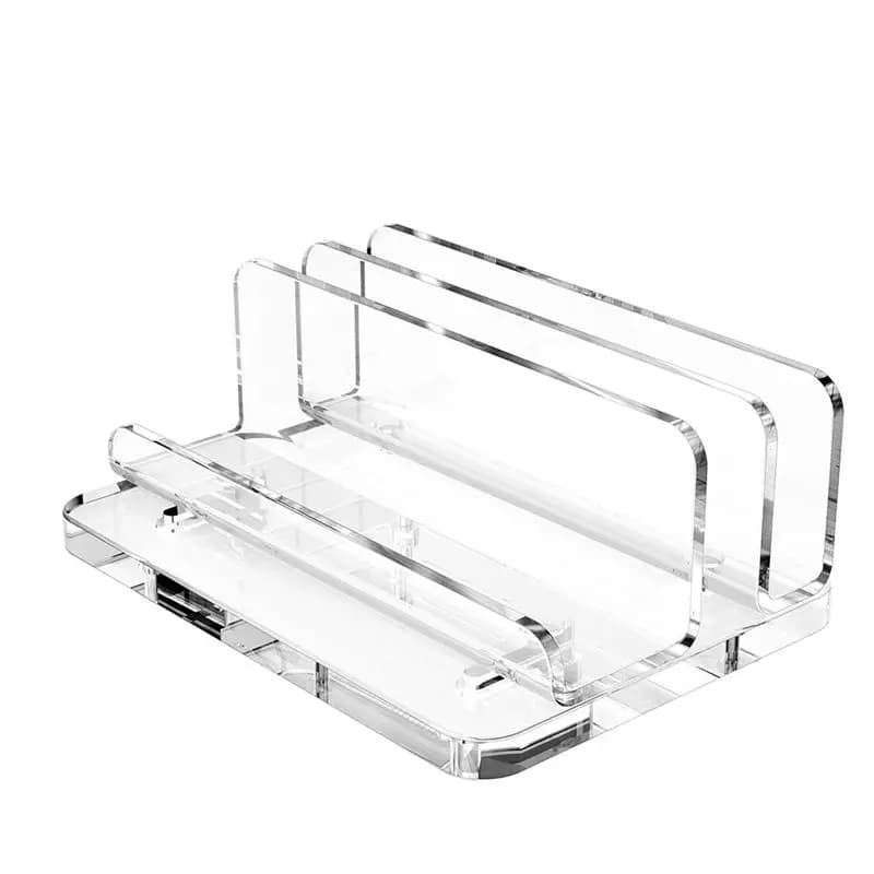 A29F-Vertical Laptop Stand, Acrylic Laptop Holder Desk With Adjustable Dock, Dual Desktop Notebook Stand Fits All