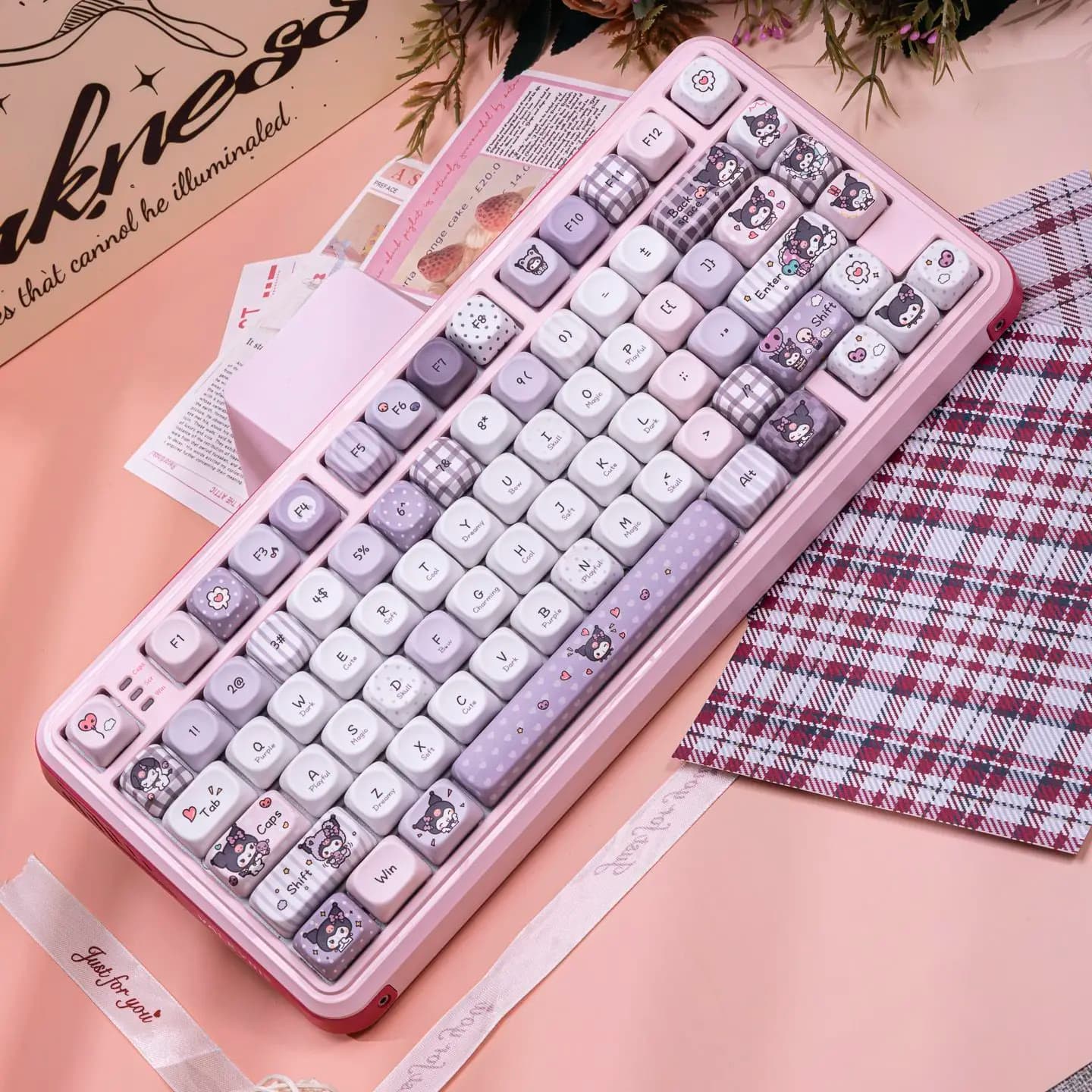 Keycaps Anime Sanrio Kunomi Diary Girl Heart in PBT, Alta Estetica, Sublimazione a Cinque Lati, Compatibili con Tastiera Meccanica MOA