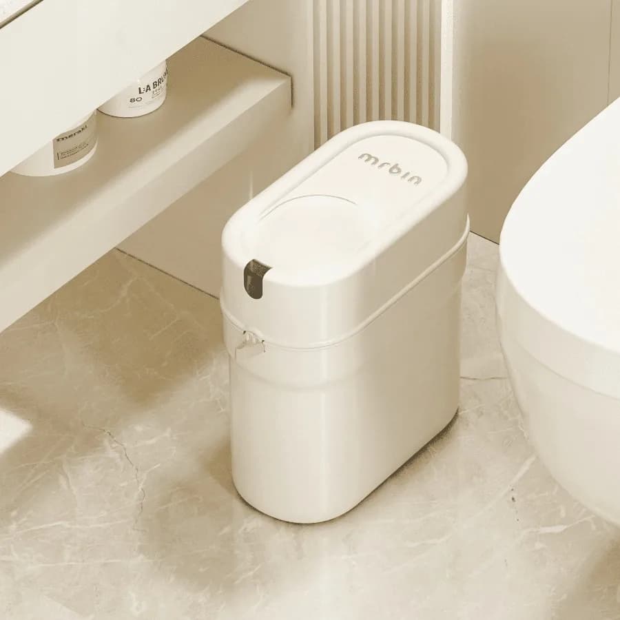 Slim Pull Out Automatic Bagging Bathroom Trash Can 10L 2.6gal Touchless Motion Sensor Waste Basket Electric Smart Garbage Pail
