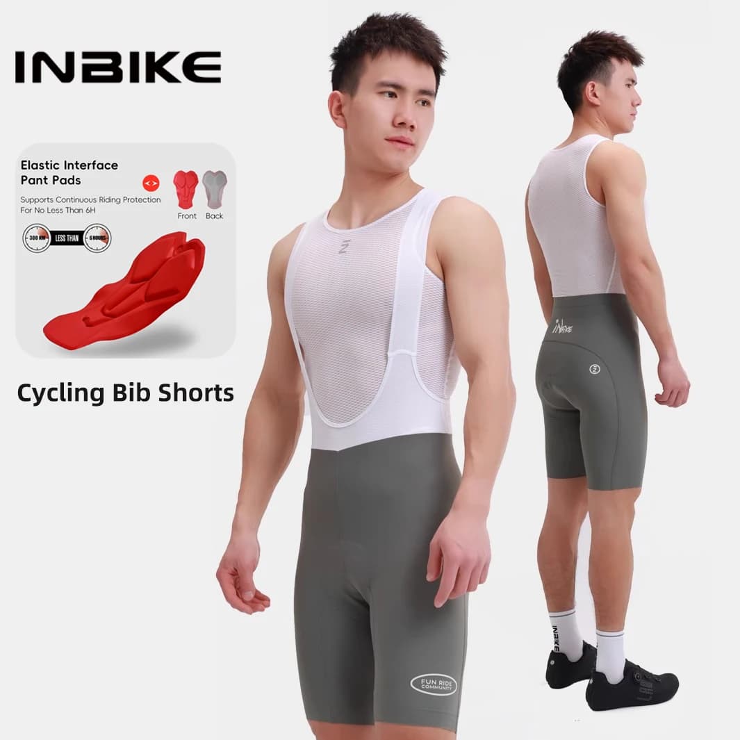INBIKE Men Cycling Bib Shorts Double Arrow Elastic Interface Pant Pad Clothing Damping Cycling Shorts Road Bicycles Bib Shorts