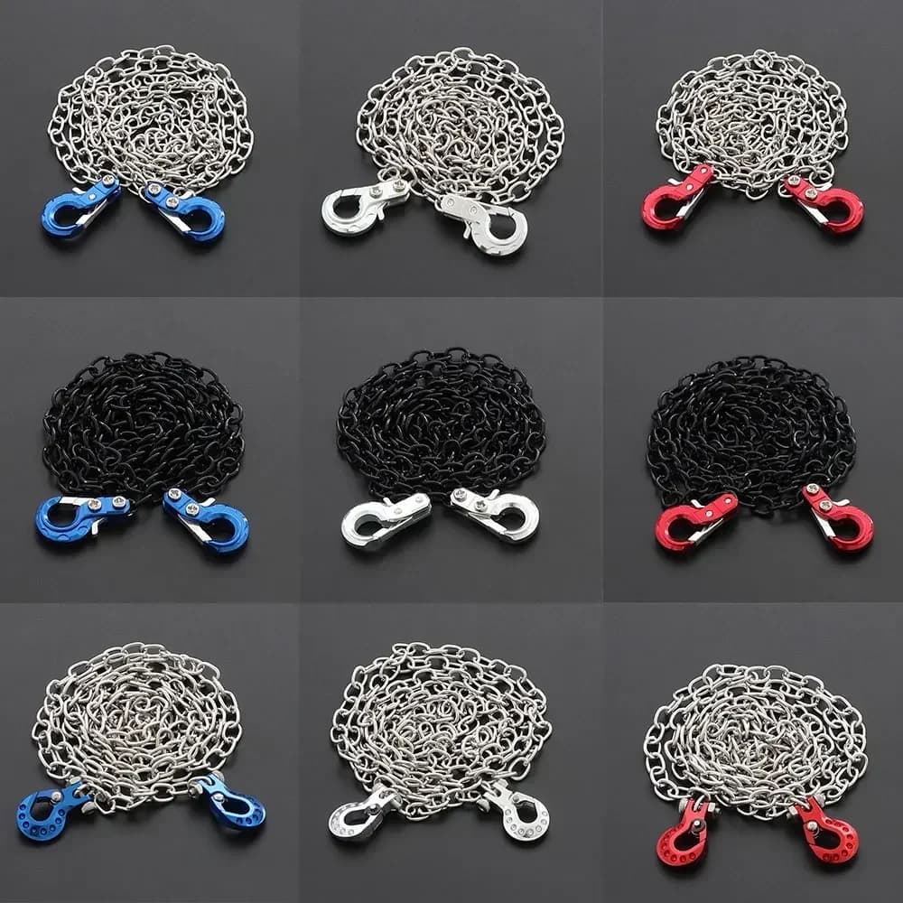 Gancio per rimorchio CNC in metallo per auto RC Gancio per verricello con accessori per catena di rimorchio per 1/10 Axial SCX10 TRX4 D90 Tamiya CC01