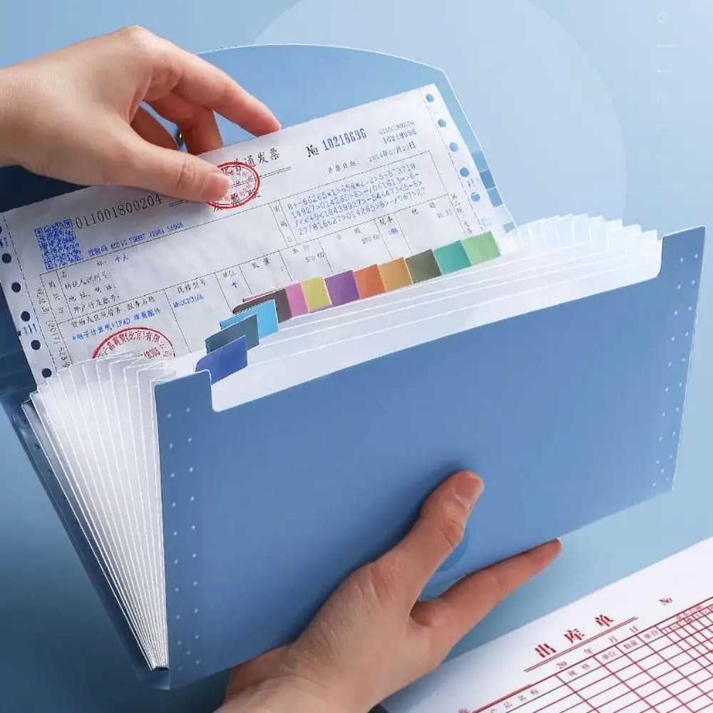 Cartella Portadocumenti Espandibile Portatile a 13 Tasche in Plastica, Organizzatore per Documenti Aziendali e Carte, Forniture per Ufficio e Casa