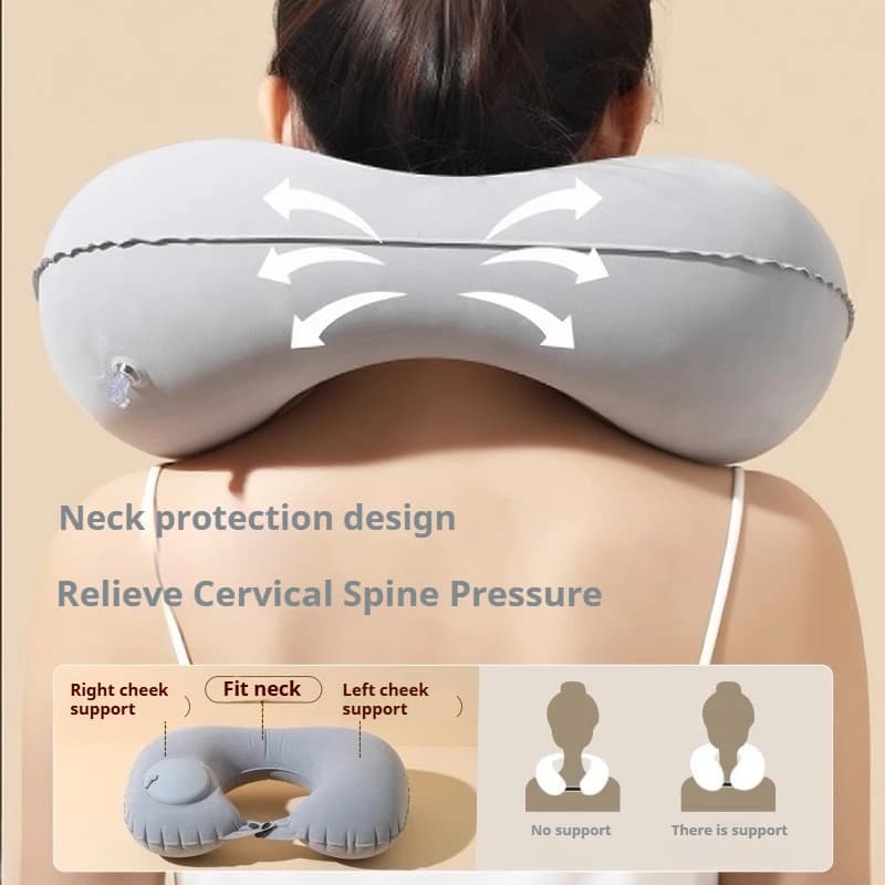 Press Type Inflatable Neck Pillow Inflatable U-shaped Pillow Travel Foldable Portable U-shaped Car Pillow Car Accessories