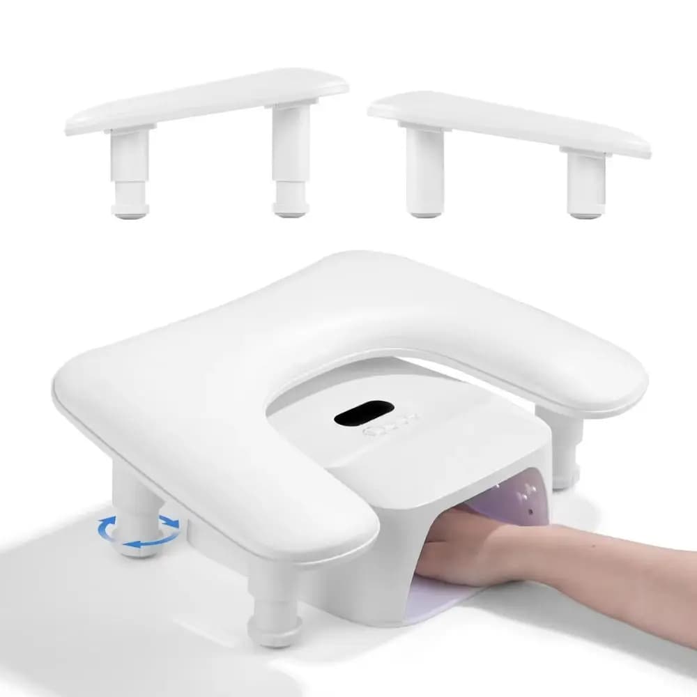 Cuscino per Manicure a Forma di U, Ergonomico, Rotante e Sollevabile, Poggiabraccio per Unghie, Impermeabile in Pelle PU, Cuscino per Nail Art