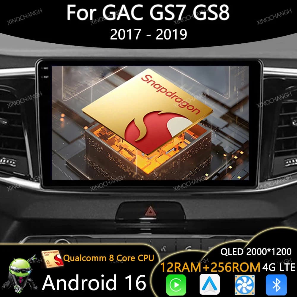 Android 16 Car Radio For GAC GS7 GS8 2017 2018 2019 Qualcomm 4G WIFI Multimedia Stereo Video Player Carplay Auto Navigation GPS