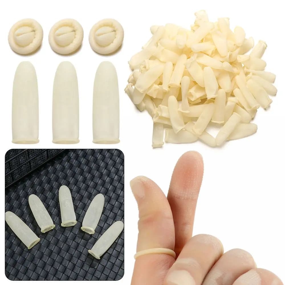 100PCS Reusable Natural Latex Fingertip Protective Finger Cover Rubber Gloves Protector Gloves White Finger Cots