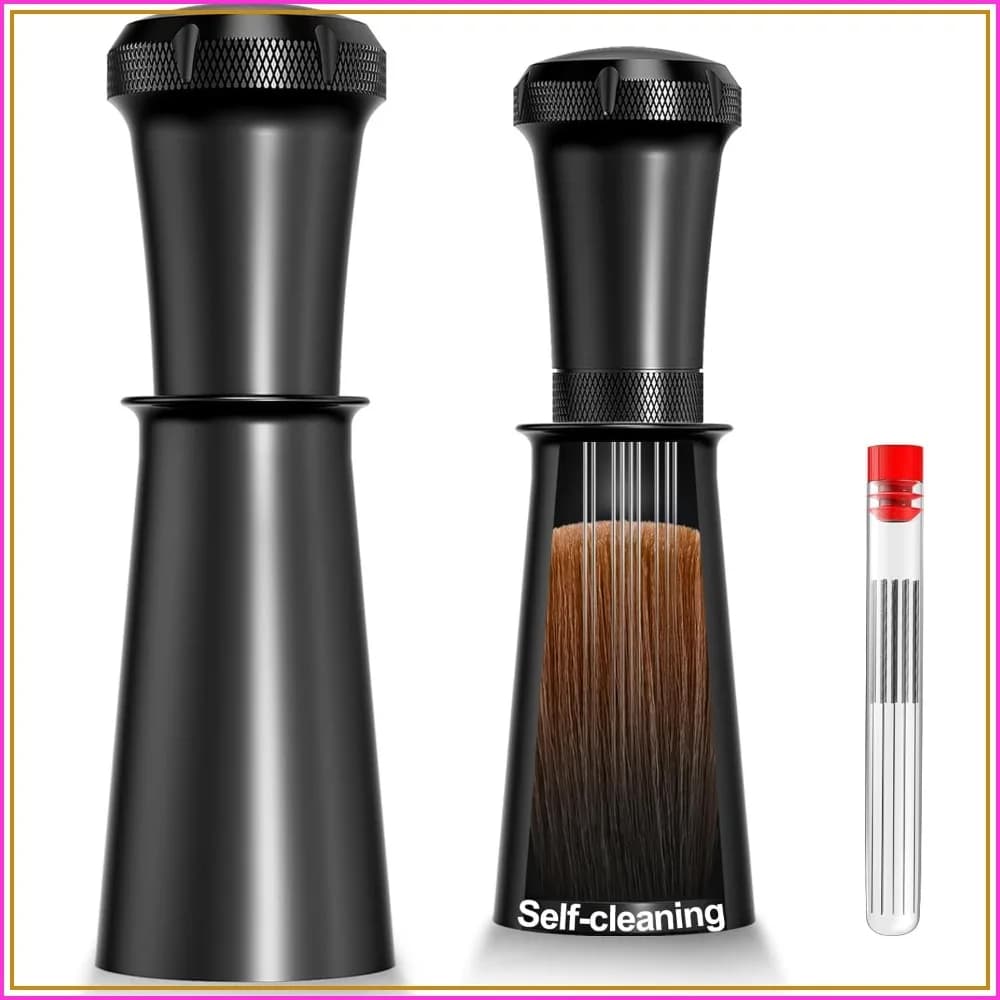 Nessus WDT Espresso Distribution Tool, Integrated Cleaning Brush, 10 needles dispenser from 0.35mm and Extra Needles, Aluminium Handle with Support