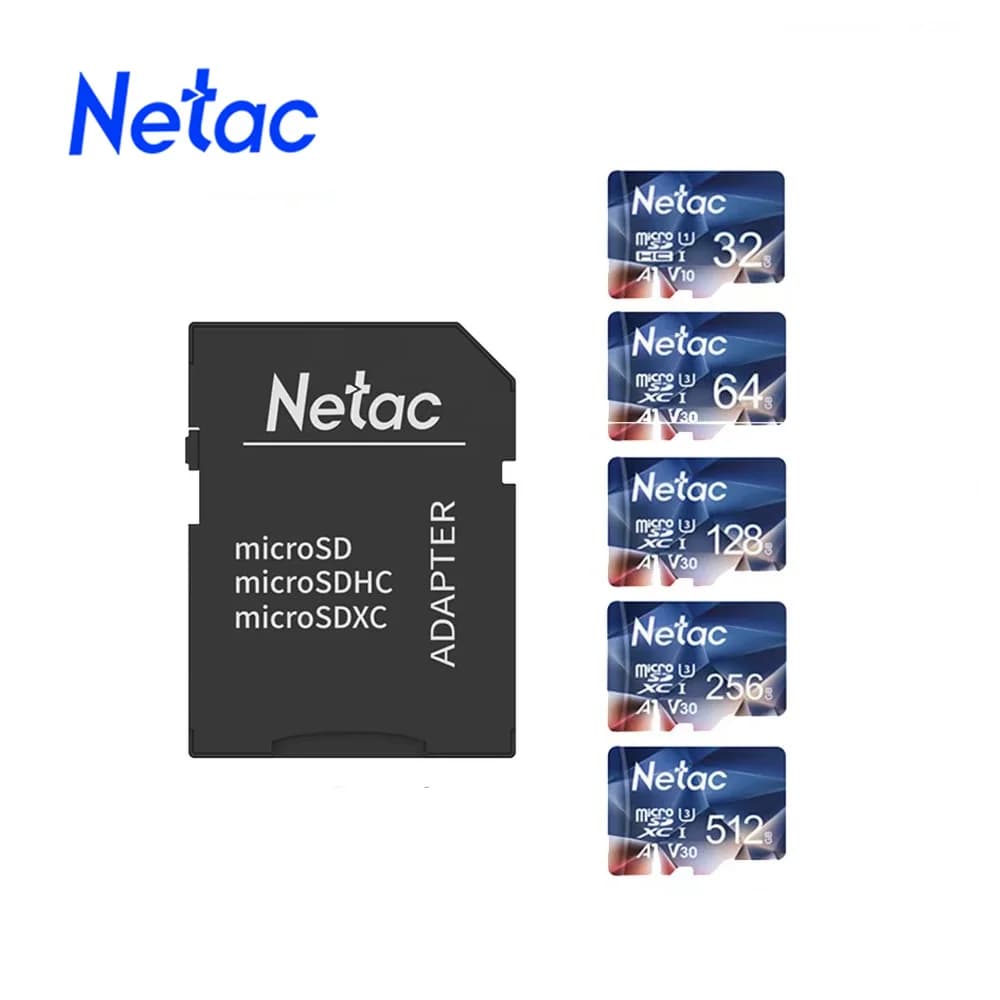 Scheda micro SD Netac 128 GB 256 GB 512 GB 64 GB 32 GB Scheda memoria microsd 100 MB/s U3 Scheda TF Scheda Flash con adattatore per fotocamera del telefono