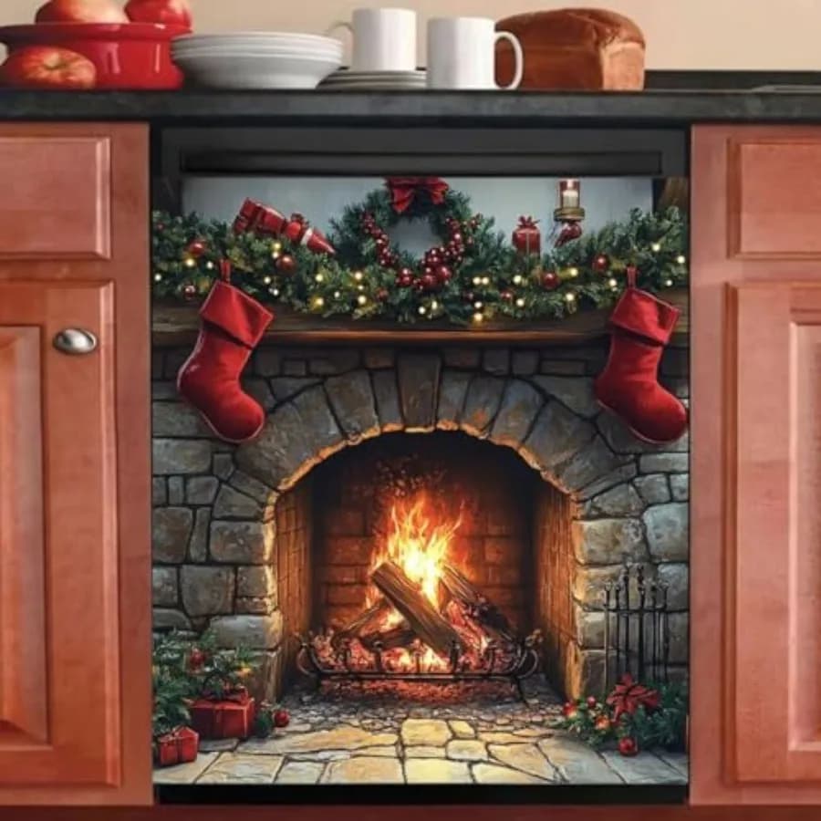 Decorations Magnet Dishwasher Full Door Sticker Winter Stove Refrigerator Magnet Skin Cover Xmax Socks Magnetic Home Appliance