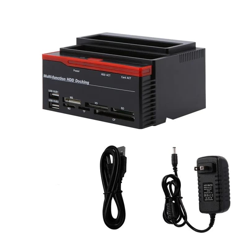 2.5/3.5" SATA Mobile Hard Disk Box IDE HDD Docking Station HDD Enclosure USB 2 Ports USB 2.0 Hub MS/M2/XD/CF/SD/TF Card Reader