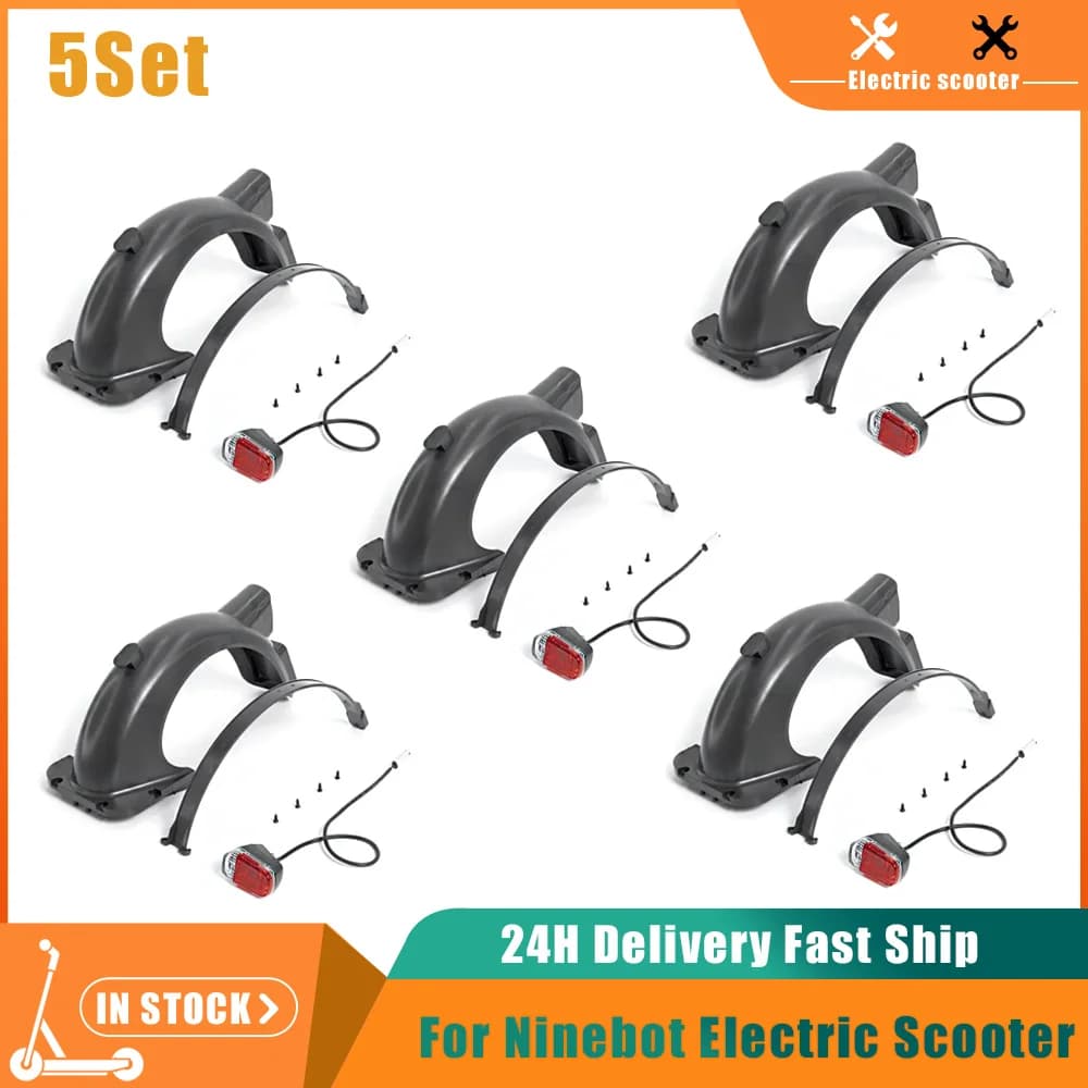 Set di 5/10 Parafanghi Posteriori con Luci e Paraspruzzi per Monopattino Elettrico Ninebot MAX G30 G30D, Ricambi Posteriori
