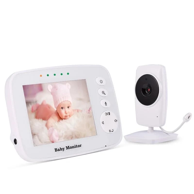 Monitor per Bambini Wireless da 3,2 Pollici con Monitoraggio della Temperatura Ambiente, Interfono Bidirezionale, Visione Notturna a Infrarossi, Riproduzione di Ninna Nanna