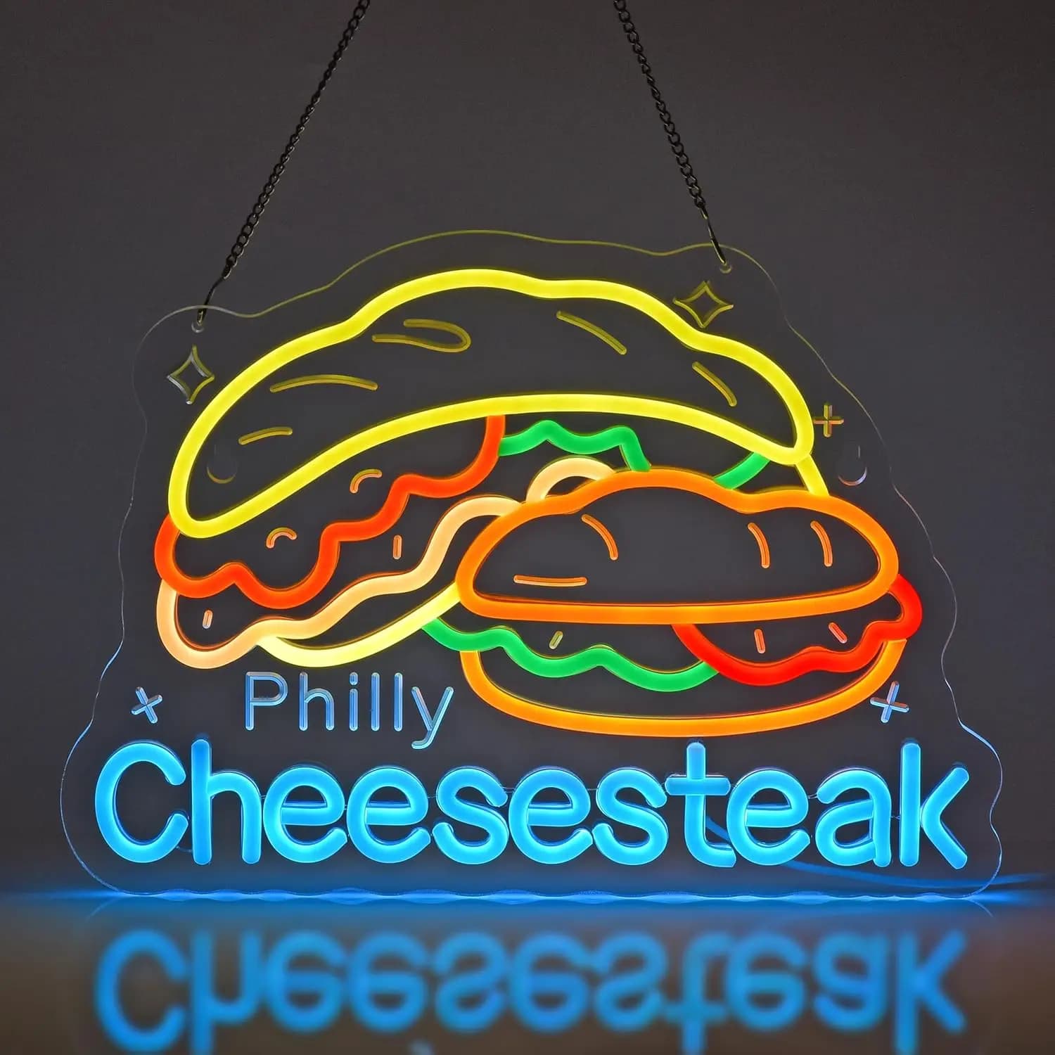 Insegna al Neon Philly Cheesesteak per Ristorante, Gastronomia, Mercato, Cucina, Decorazione da Parete, Alimentazione USB, Luce Dimmerabile, Decorazione per la Casa