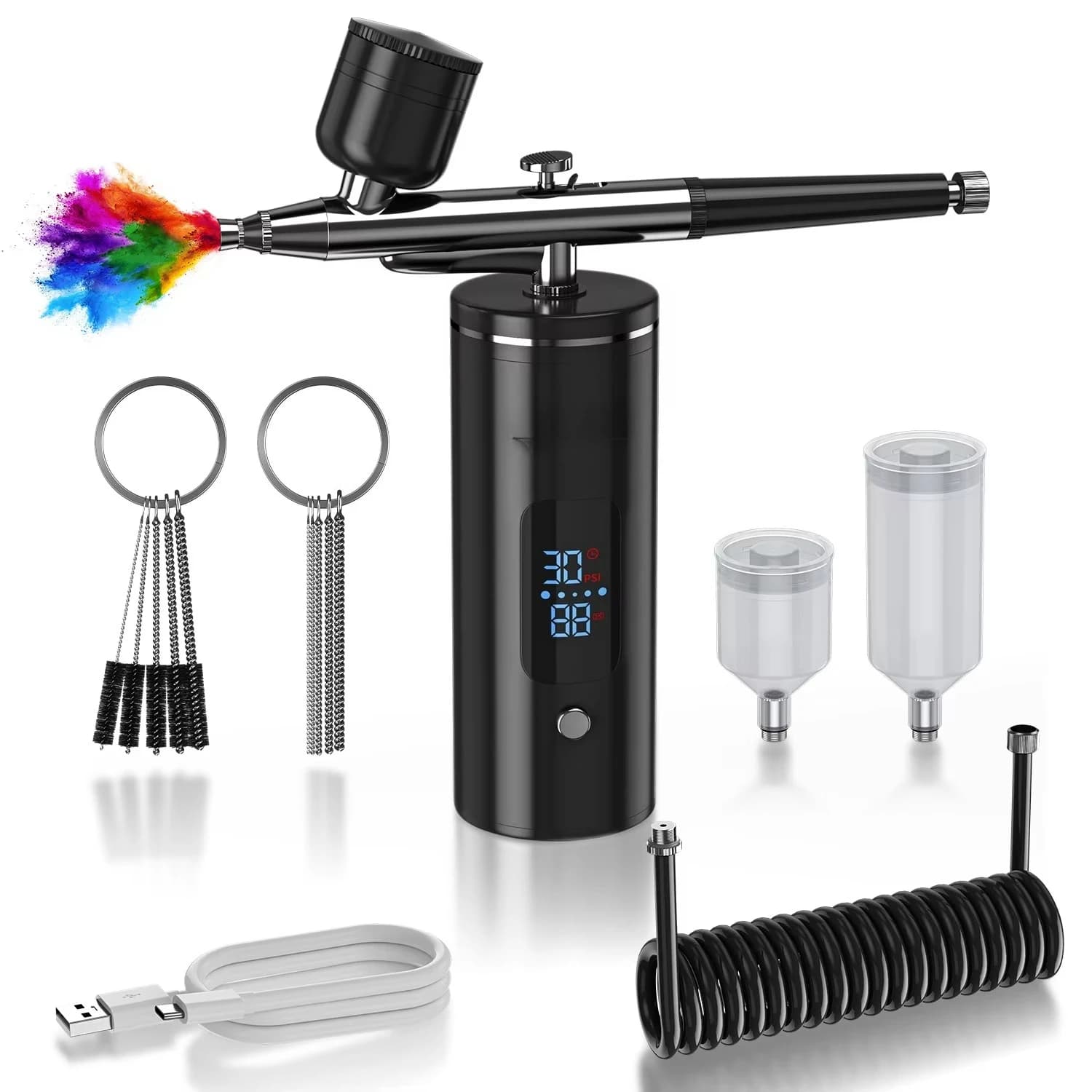 Kit Aerografo Ricaricabile Senza Fili con Compressore, Pistola Spray Portatile per Trucco, Pasticceria, Nail Art, Tatuaggi e Pittura Modellini