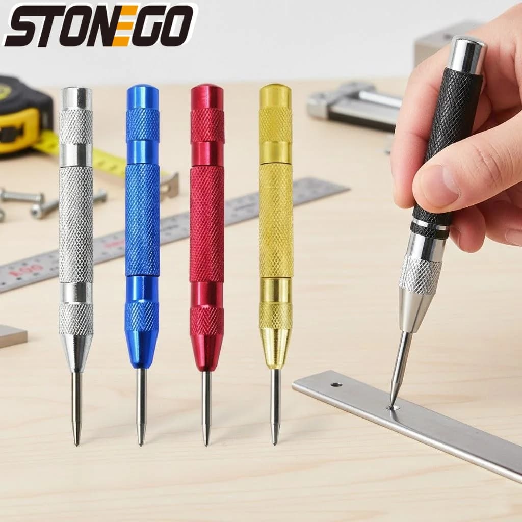 Automatic Center Punch Woodworking Metal Puncher Steel Hole Marker Spring Loaded Hand Tool Carpenter