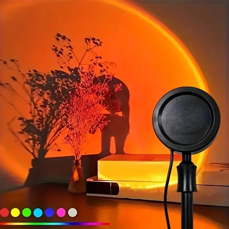 Lampada da Terra Multicolore Effetto Tramonto, Alimentata USB, Luce d'Atmosfera per Feste e Sfondi TikTok