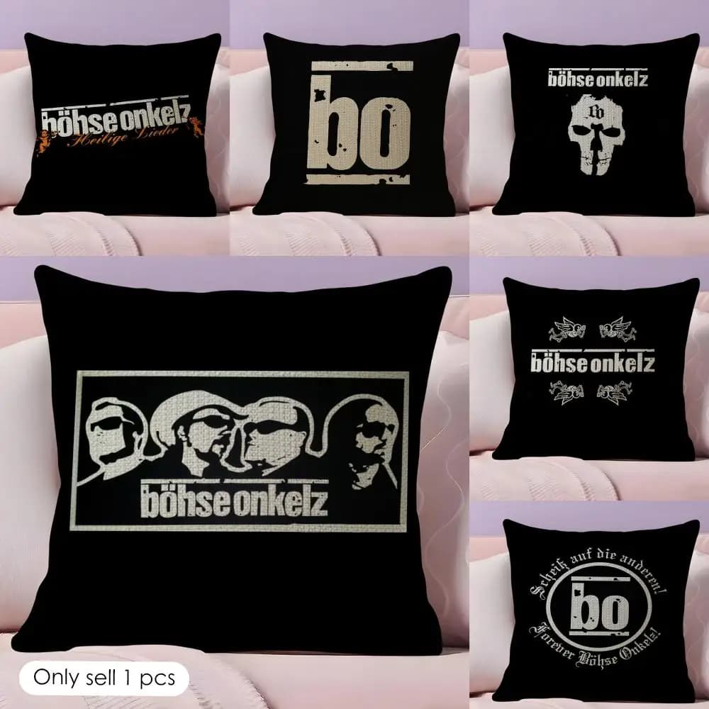 B-Bohse O-Onkelz Cushion Cover Natural Linen Double Sided Print Throw Pillow Case for Sofa Couch Home Decor