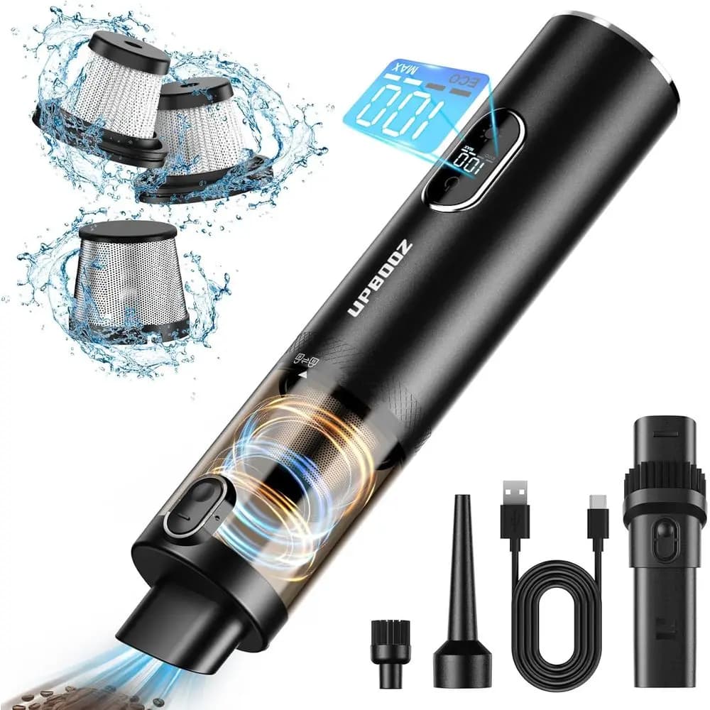 Wireless Portable Vacuum Cleaner, Powerful Inspiration 14000PA with LED Light, Air Blower 2-in-1, Mini Vacuum Cleaner Silent Portable for