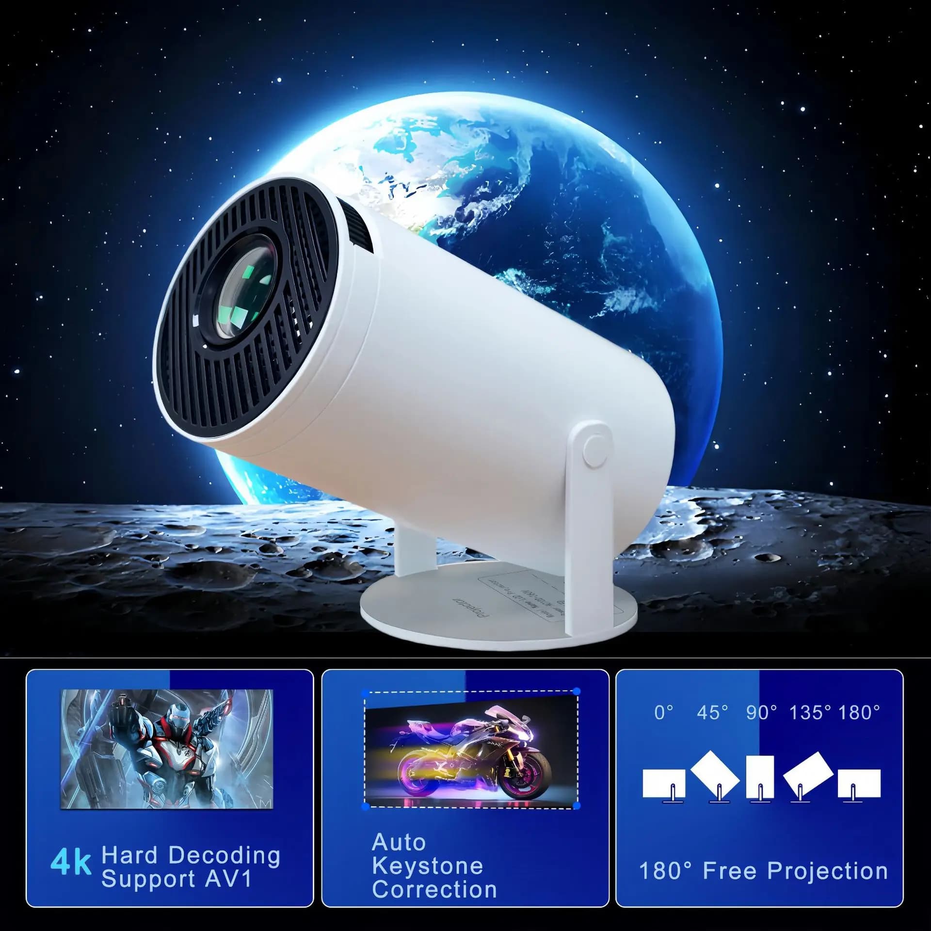 Proiettore domestico hy300Pro, popolare a livello internazionale, WiFi, alta definizione 4K, versione Android, mini proiettore portatile da esterno.