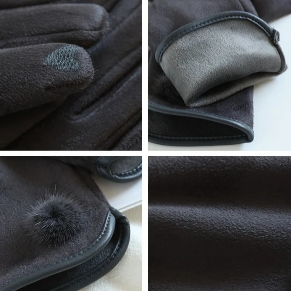 Fashion Fleece Suede Gloves Windproof Touch Screen Winter Women's Gloves Full Finger Anti Cold Cycling Mittens Female