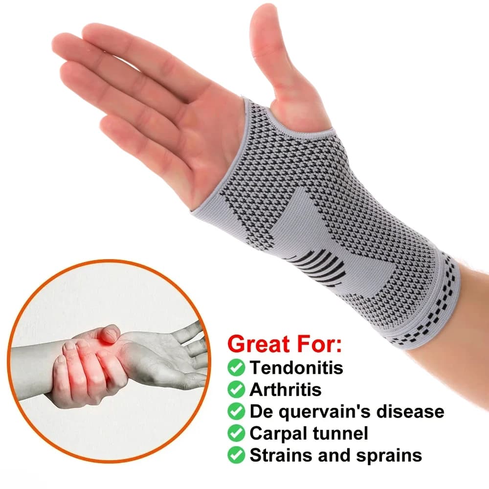 Manicotto di compressione per polso da 2 pezzi, comodo supporto per tutore per mano per artrite, allenamento, tunnel carpale - sinistra e destra - donne e uomini