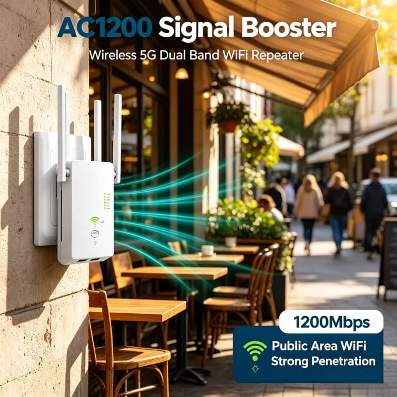 1200Mbps Dual Band 5G 2.4G AC1200 Wireless Signal Booster WiFi Repeater Extender Router AP