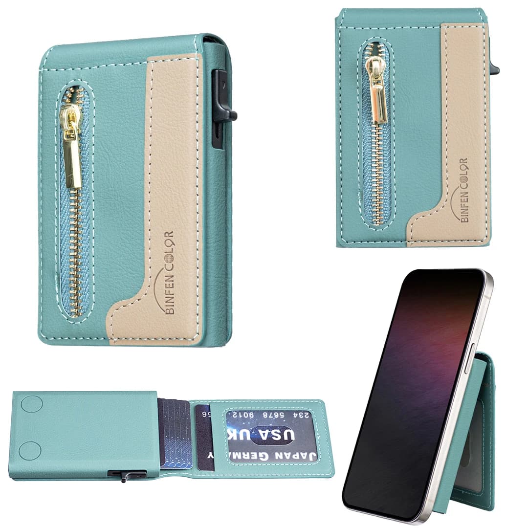 Luxury Business Zipper Magnetic PU Leather Wallet Card Holder For Men and Women Shockproof Slim Fit kickstand Cover