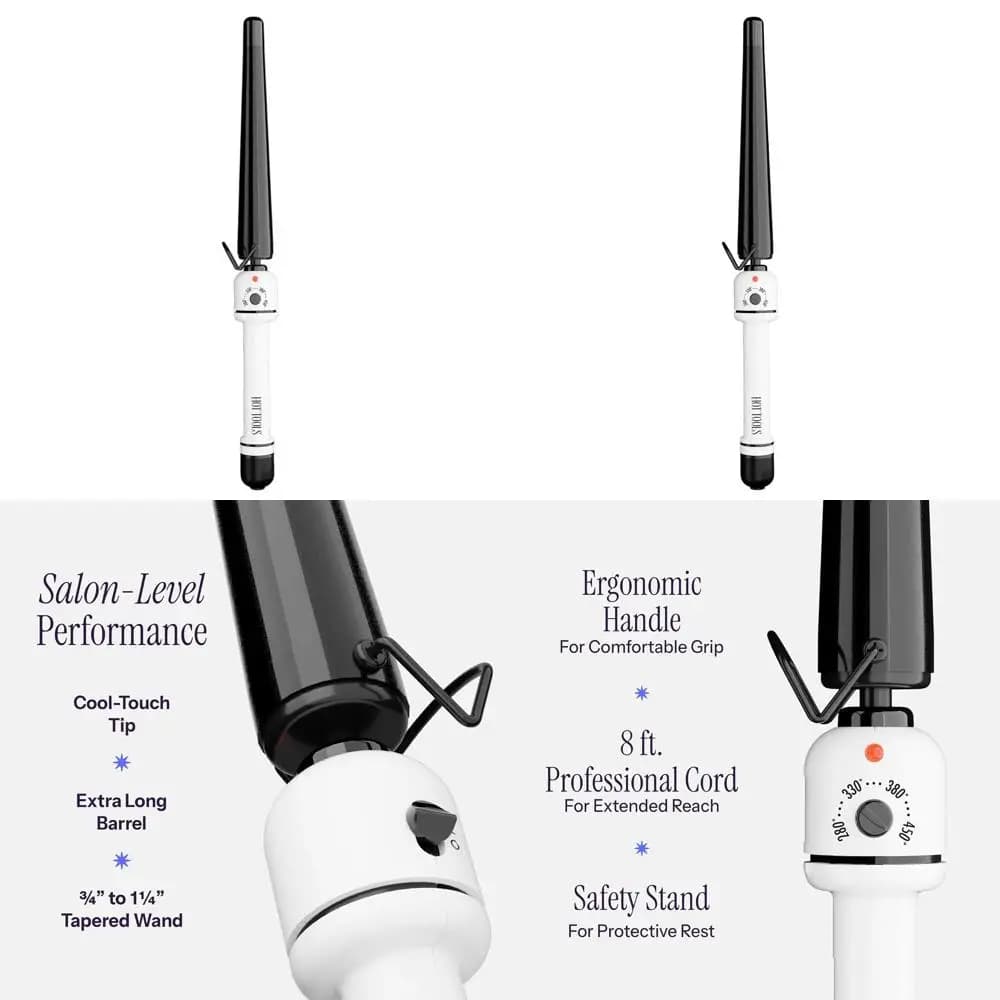 Extra long nano ceramic curling iron for smooth and shiny curls, from 3/4 to 1/4