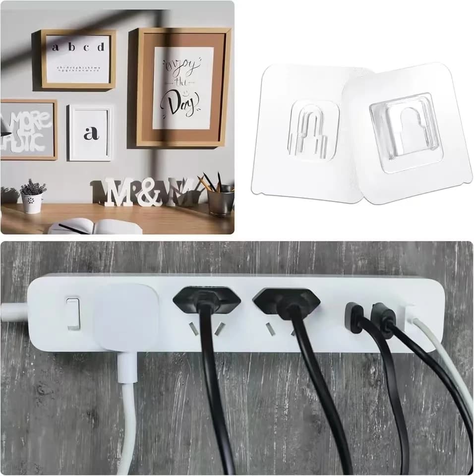2-40PCS Organizzatore di cavi Clip Adesivo biadesivo Gancio da parete Gancio Forte supporto da parete a ventosa trasparente per cucina Bagno