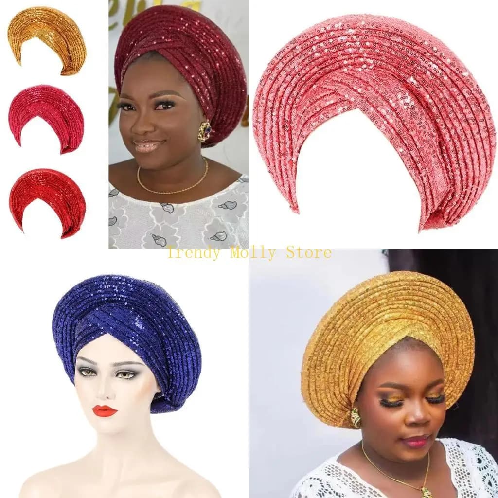 N5KB Religious African Head Hijab Ethnic African Hijab for Woman Sunproof Turban
