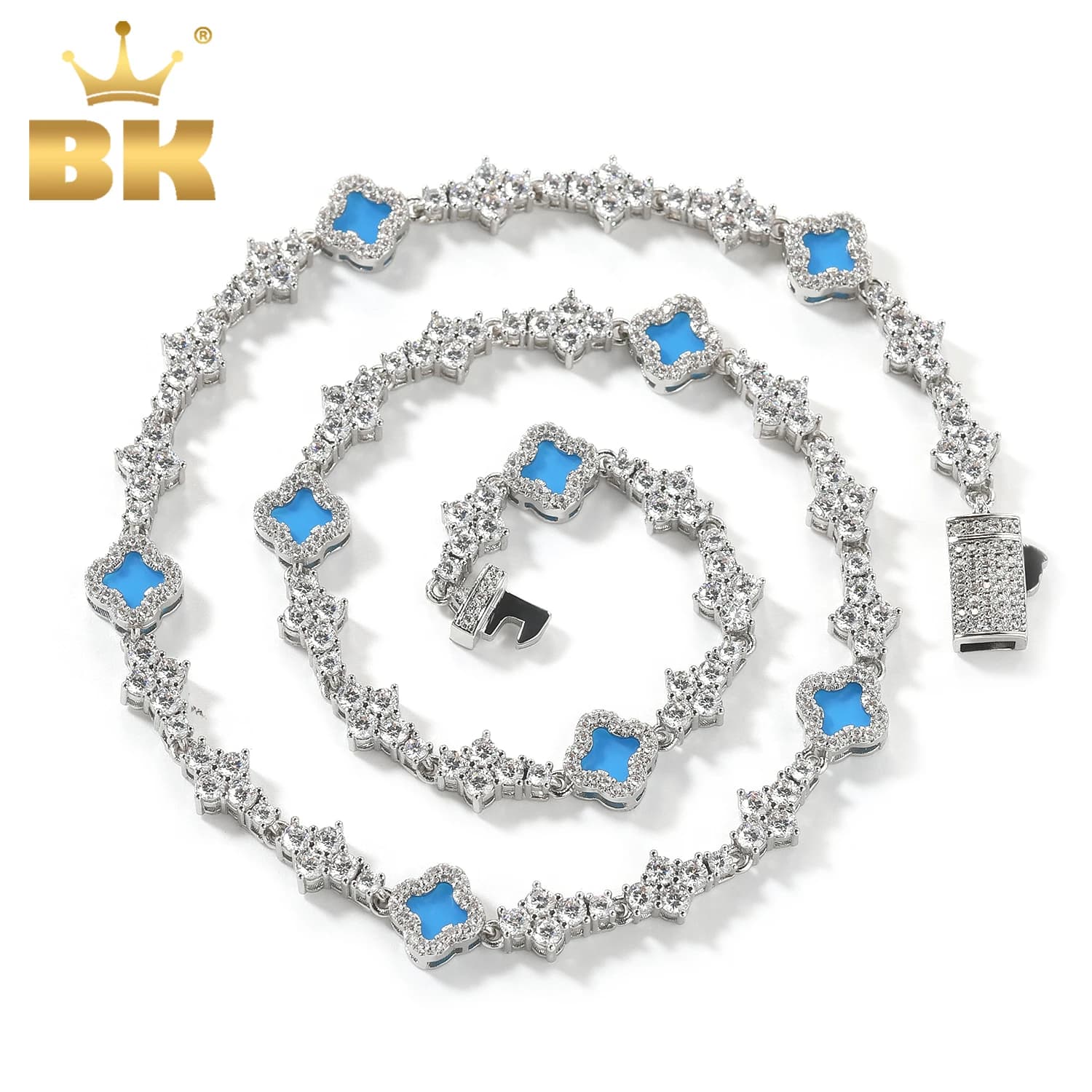 TBTK Clover Charm Bracelet Honeycomb Tennis Chain Multicolor Acrylic Clover Iced Out CZ Women's Lucky Necklace Hiphop Jewelry